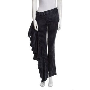 NEW! RARE! Rosie Assoulin Linen Straight Leg Pants with Ruffle